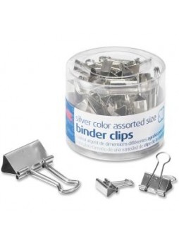 Assorted Size Binder Clips, Silver, Pack of 30